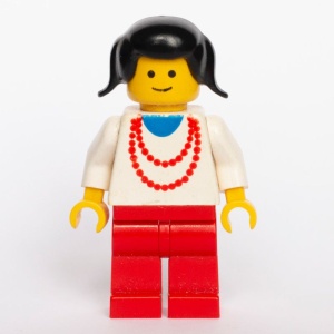 trn007G Rode ketting- rode benen, zwart Pigtail Hair gebruikt *0M0000
