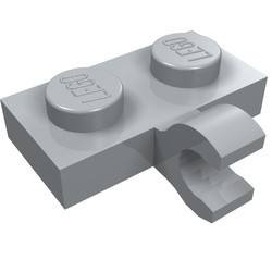 11476-86 Platte plaat 1x2 met horizontale clip LANGE einde grijs, licht (blauwachtig) NIEUW *1B291