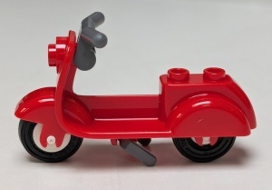 15396c04-5 Scooter donkergrijze standaard en stuur, witte wielen rood NIEUW *5K000