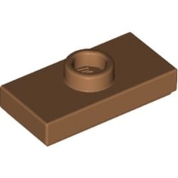 15573-150 Platte plaat 1x2 met 1 nop caramel, midden NIEUW *1B348