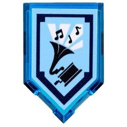 22385pb098-14 Tegel 2x3 zeskantig met Nexo Krachtschild patroon- Drop the Beat transparant donkerblauw NIEUW *
