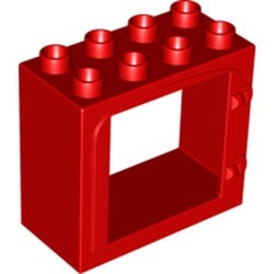 2332-5G DUPLO Deurframe met randje, twee clips rood gebruikt *