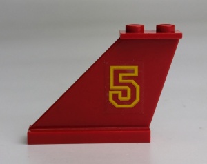 2340pb008L-5G Staart met cijfer 5 LINKS (sticker) rood gebruikt *1D041