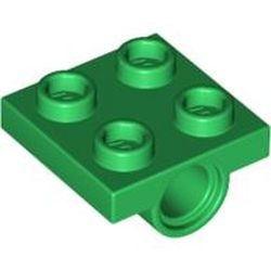 2444-6G Platte plaat 2x2 met 1 pingat onder groen gebruikt *6K09