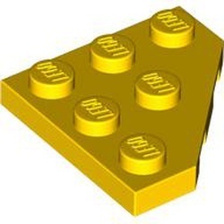 2450-3G Platte plaat 3x3 afgekapte hoek geel gebruikt *1G009