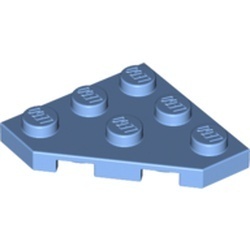 2450-42 Platte plaat 3x3 afgekapte hoek blauw, midden NIEUW *5A017