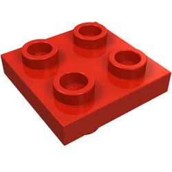 2476a-5 Platte plaat 2x2 met pin onderzijde kleine gaatjes in plaat rood NIEUW *1B328