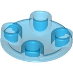 2654-14G Platte plaat 2x2 rond afgeronde bodem transparant donkerblauw gebruikt *1B336