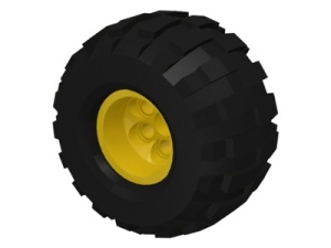 2996c01-3G Wiel 68.8x40 Balloon Large, met Black Tire 68.8x40 dikke truckband (2996 / 2995) PAKKETVERZENDING geel gebruikt *5W000