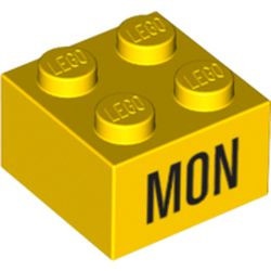3003pb067-3 Steen 2x2 opdruk MON geel NIEUW *5K0000