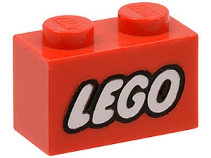 3004pb007-5G Steen 1x2 LEGO met zwarte omlijning rood gebruikt *5V02-08