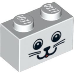 3004pb080-1G Steen 1x2 met kattengezicht wit gebruikt *5V02-03