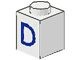 3005-D-1G Steen 1x1 met letter D wit gebruikt *5V01-06