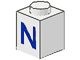 3005-N-1G Steen 1x1 met letter N wit gebruikt *5V01-07