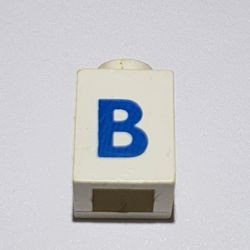 3005ptBb-1G Steen 1x1 met letter B dik wit gebruikt *5V01-13