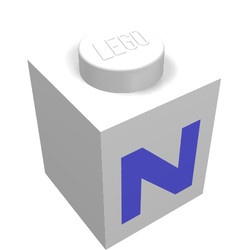 3005ptNb-1G Steen 1x1 met letter N dik wit gebruikt *5V01-13