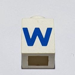 3005ptWb-1G Steen 1x1 met letter W dik wit gebruikt *5V01-14