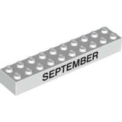 3006pb006-1 Steen 2x10 opdruk SEPTEMBER andere zijde OCTOBER wit NIEUW *5K0000