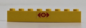3008pb124-3G Steen 1x8 Treinlogo rood (Sticker) geel gebruikt *5V08-05