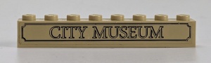 3008pb130-2G Steen 1x8 CITY MUSEUM (Sticker) crème gebruikt *5V08-10