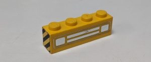 3010pb035epb01-3G Steen 1x4 met grill en zwart/gele strepen op zijkanten (Sticker) geel gebruikt *5V04-07