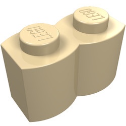 30136-2G Steen 1x2 gewelfd (pallisaden) crème gebruikt *1R005