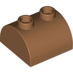 30165-150 Steen 2x2 halfronde kop, 2 noppen bovenop caramel, midden NIEUW *1B075