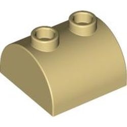 30165-2 Steen 2x2 halfronde kop, 2 noppen bovenop crème NIEUW *1B075