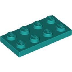 3020-39 Platte plaat 2x4 turquoise, donker NIEUW *1B204