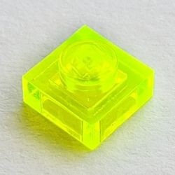 3024-16 Platte plaat 1x1 transparant, neongroen NIEUW *1B167