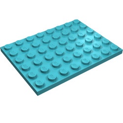 3036-156 Platte plaat 6x8 blauw, middenazuur NIEUW *5K0000