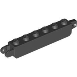 30388-11G Scharniersteen 1x6 1 en 2 vingers uiteinde zwart gebruikt *1L0000