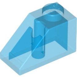 3040-14G Dakpan 45 graden 1x2 transparant donkerblauw gebruikt *1D020
