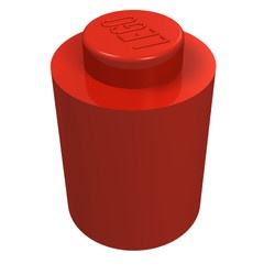 3062old-5G Steen 1x1 rond- zonder inkeping onder (classic) rood gebruikt *1B334
