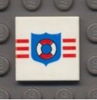 3068bp66-1G Tegel 2x2 Coast Guard reddingsboei met strepen wit gebruikt *5T05-04