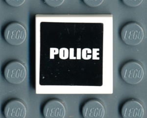 3068bpb0308-1G Tegel 2x2 POLICE op zwarte achtergrond (Sticker) wit gebruikt *5T05-09