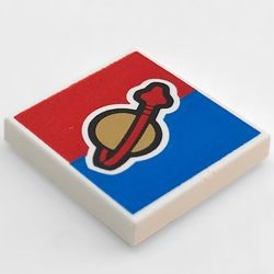 3068bpb0353-1G Tegel 2x2 Classic space Logo blauw en rood wit gebruikt *5T05-10