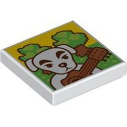 3068bpb2354-1 Tegel 2x2 Hond, gitaar, bomen wit NIEUW *00-0000