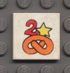 3068pb57-1G Tegel 2x2 Pretzel en cijfer 2 wit gebruikt *5T05-15