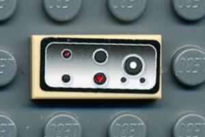 3069bpb0016-2G Tegel 1x2 controlepaneel 2 (Sticker) crème gebruikt *5T02-12