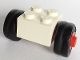 3137c02assy1-1G Steen, 2x2 met wielen RODE naaf breed DUBBELE banden wit gebruikt *5W000