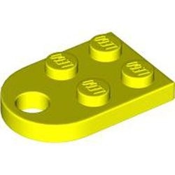 3176-236 Platte plaat 2x2 met gat voor trekhaak (oog) neon geel NIEUW *1B326