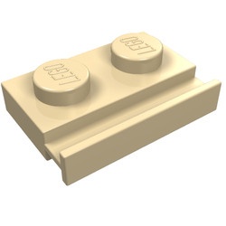 32028-2 Platte plaat 1x2 met deurrail crème NIEUW *1B316