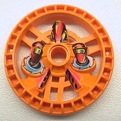 32350pb01-4G Technic Disk 5x5 met Twin Saw RoboRider Talisman Wheel patroon oranje gebruikt *5S045