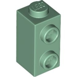 32952-48 Steen 1x2 HOOG met twee noppen 1 (!) zijde groen, zandkleurig NIEUW *1B037