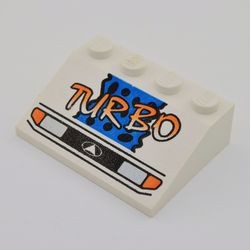 3297px9-1G Dakpan bedrukt 33 3x4 TURBO op blauwe achtergrond wit gebruikt *5R000