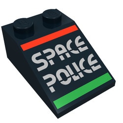 3298pb010-11G Dakpan bedrukt 33 3x2 met Space Police II Logo zwart gebruikt *5R000