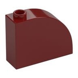 33243-59 Steen, 1x3x2 ronde top 90 graden massief rood, donker NIEUW *1B070