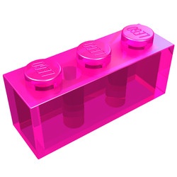 3622-50G Steen 1x3 transparant, donkerroze gebruikt *1A016