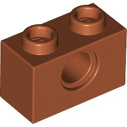3700-68 Technic, steen 1x2 met gat oranje, donker NIEUW *